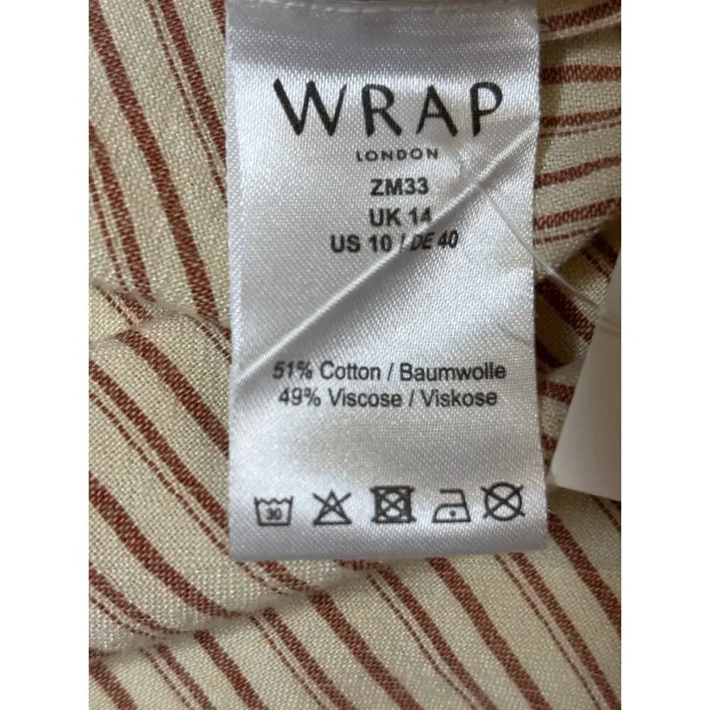 Wrap London Striped Tie Neck Blouse SZ 10 - Picture 4 of 5